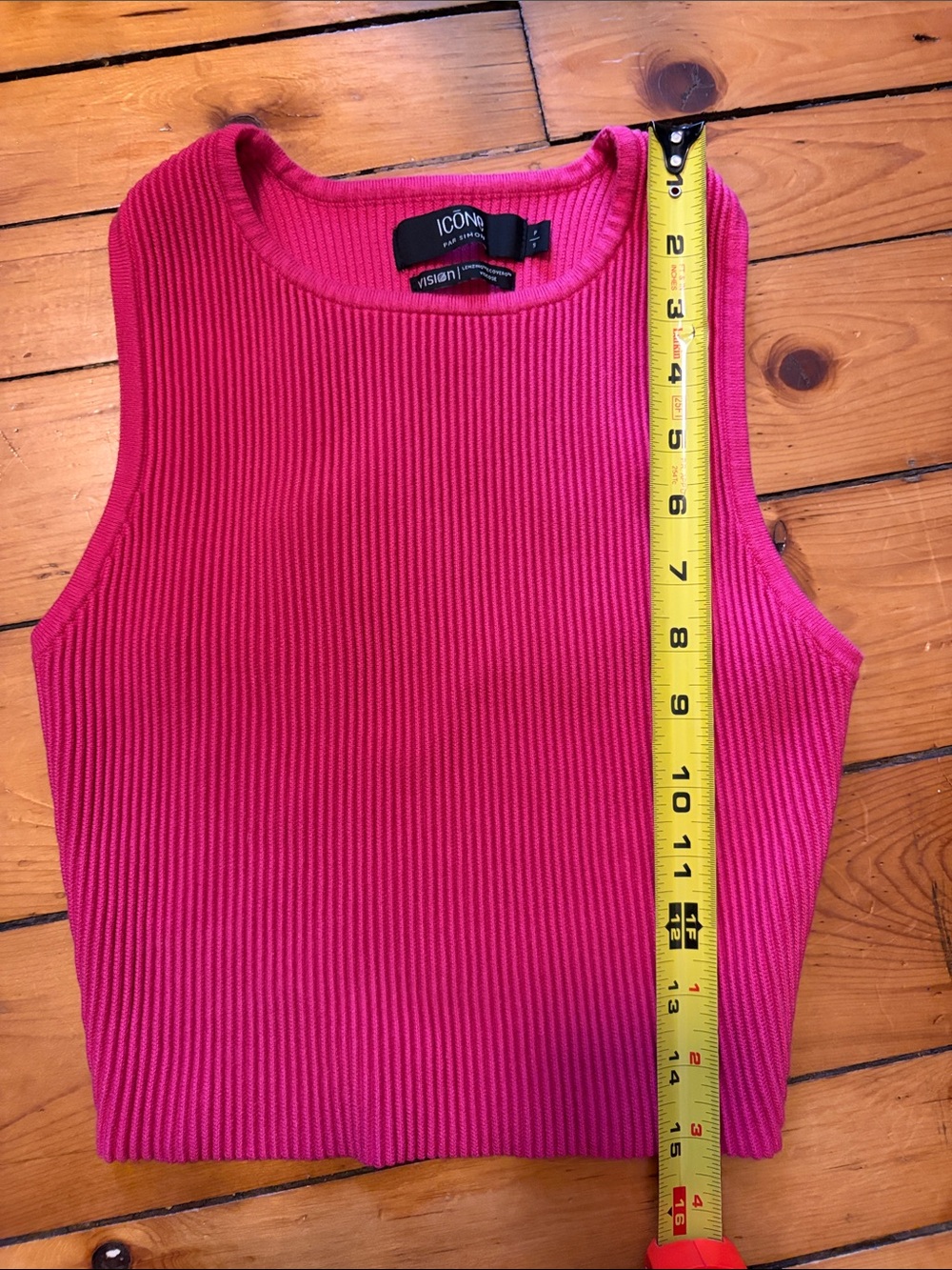 Simons Bright Fuchsia Ribbed Crop Tank - Picture 5 of 6